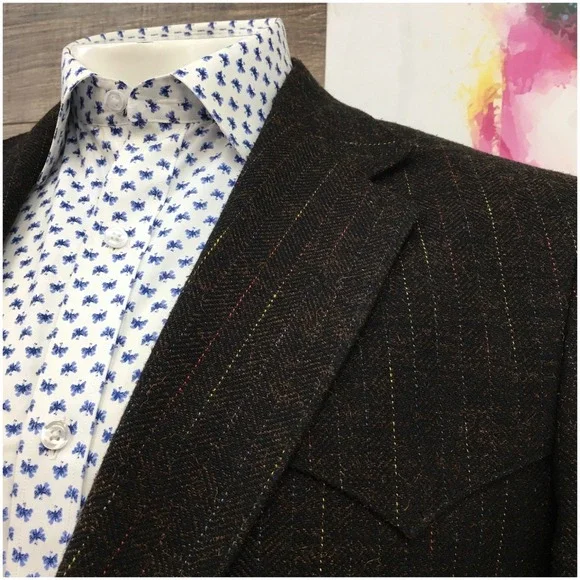 VINTAGE Mens Western Blazer Sport Coat Casual Jacket Size 44L Two Button Suit